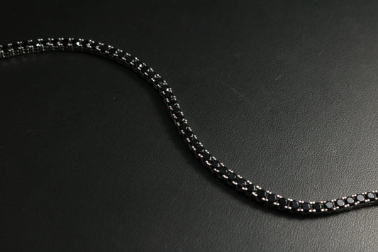 Tennis Negro Plata .925 4mm 18CM