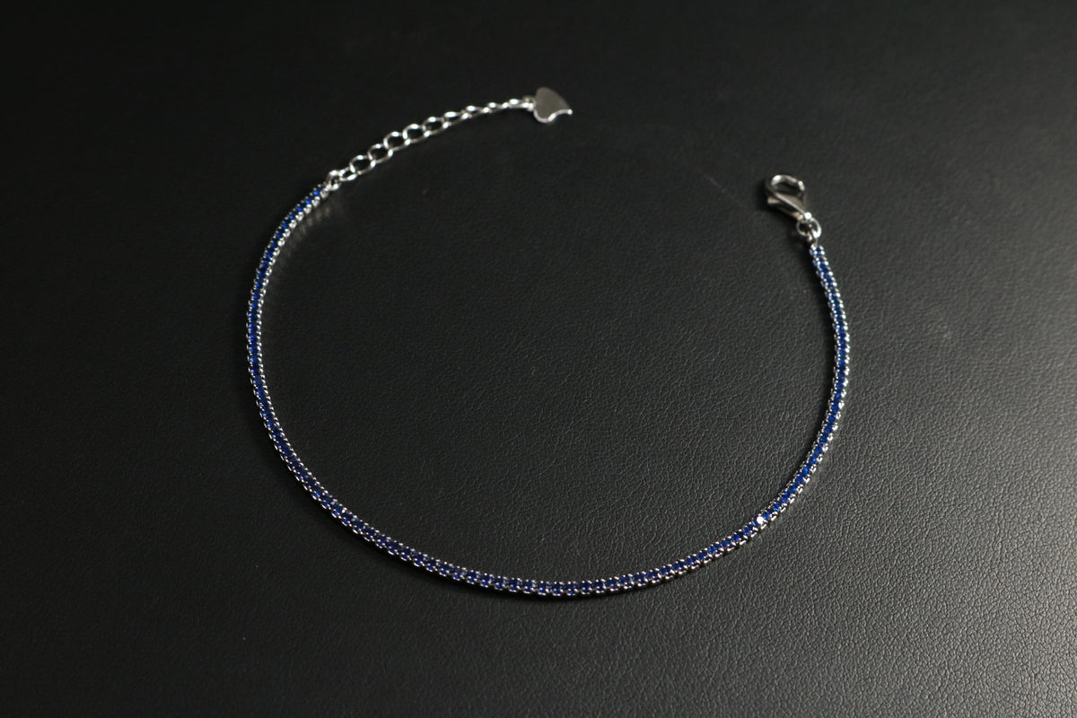 Tennis Azul Plata .925 2mm 17-20cm