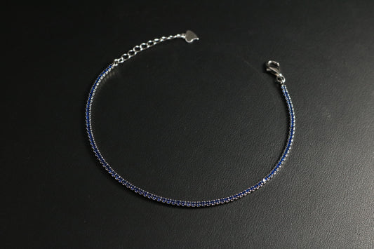 Tennis Azul Plata .925 2mm 17-20cm
