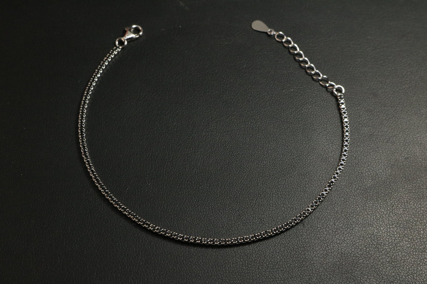 Tennis Negro Plata .925 2mm 17-20cm