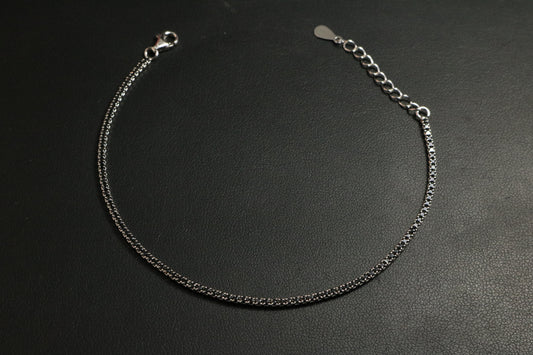 Tennis Negro Plata .925 2mm 17-20cm
