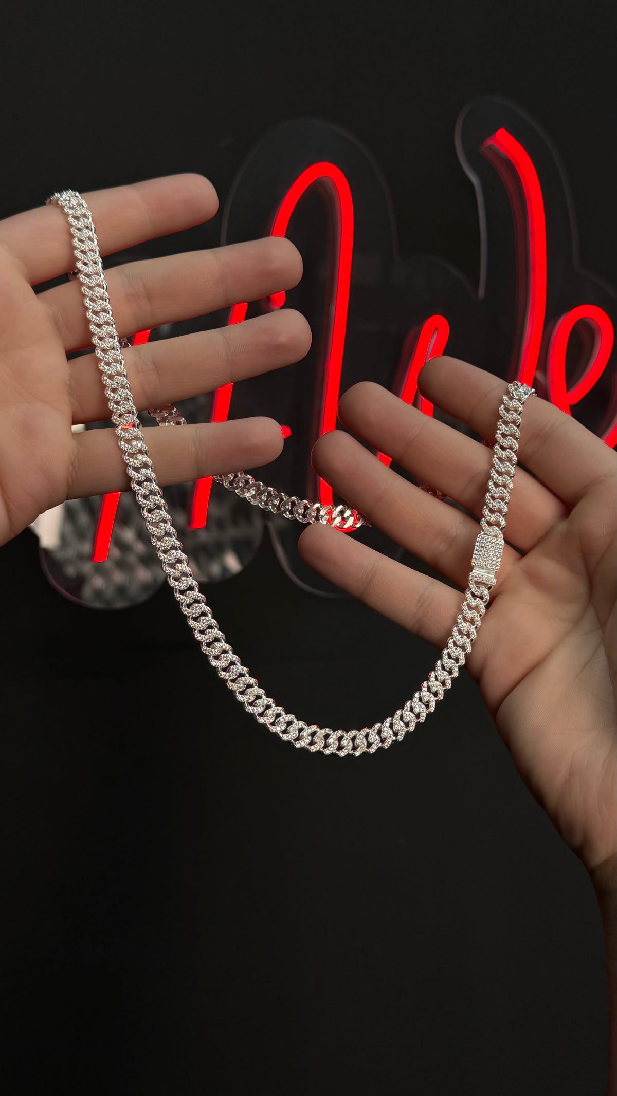 Conjunto Cadena y Pulso Miami Iced Mini Plata .925